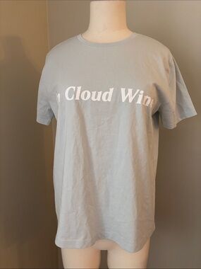 Brunette The Label “On Cloud Wine” Short Sleeve Tee in Pale Blue Sz XS/S